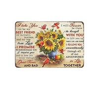 Vase of Sunflower And Cardinal Birds - I Take You to Be My Best Friend Metal Tin Sign Artwork Poster Iron Painting Outdoor Sign Vintage Plaque Poster Cave Garage Pub Bar Kitchen Home Decoration