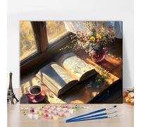 Vase Paint by Numbers Abstract Book, Beside the Window Paint by Numbers Kit for Adults, DIY Acrylic Paint by Numbers Kits on Canvas, Cozy Time oil Painting for Gift Home Wall Decor 16"x20"(Frameless)