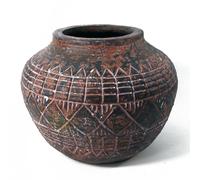 Vase Planter Large 23cm x 30cm Fibreglass Composite Rustic Black Brown Aztec XL