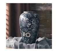 Vase Tabletop Flower Ceramic Floor Villa Hotel Model Room Folklore Ornaments Literary Retro Chinese Dried Flowers Decorative Living(B)