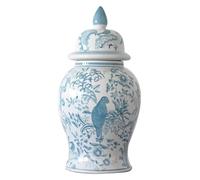Vase Vase Ceramic Flower Vase Handmade Porcelain Vase Ginger Jar with Lid, Flower and Bird Pattern Ceramic Temple Jar Porcelain Ornament for Living Room Entrance Large Desktop Ornaments-S(L) ( L)