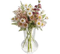 Vase, Vases for flowers, Ribbed Glass Vases,17 cm | 6.6 Inch Flower Vase, Ledoir, Vases for Flowers, Roses, Bud, Daffodils, Peony or Tulip