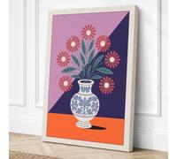 Vase with Coral Blooms Art Canvas Wall Art Print 18x12 Inch (46 x 30 cm)