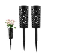 Vase with Spikes for Graveyard - 2 Grave Vase with Spikes, Sturdy Metal Holder with Floral Design Perfect for Gardens and Yards, Vases for Cemetery | 2 for Graves | Durable Metal Garland Hollow Holder