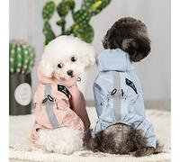 VasedGins Dog Raincoat Waterproof Puppy Dog Raincoats With Hood for Small Medium Dogs Rain Poncho With Reflective Strip Waterproof Coat With Legs Puppy Lightweight Rain Jacket,XXL,Blue + Pink