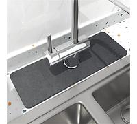 VasedGins Sink Faucet Splash Guard - Absorbent Drying Mat with Rubber Backing for Kitchen and Bathroom Countertops (Black,2 Pcs)