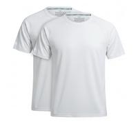 Vasego - 2 Pack Men’s Slim Fit Athletic Running T-Shirt - 100% Polyester Moisture-Wicking Tee with Reflective Safety Strips for Night Running - Pullover Crew Neck Performance Top - (White,L)