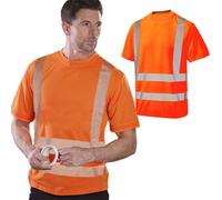 Vasego Hi Vis Safety Polo Shirt For Men, Short Sleeve, Reflective, En20471 Class 2, High Visibility Workwear, Orange, L