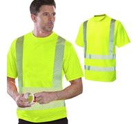 Vasego Hi Vis Safety Polo Shirt For Men, Short Sleeve, Reflective, En20471 Class 2, High Visibility Workwear, Yellow, L