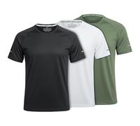 Vasego Men’s Slim Fit Athletic Running T-Shirt - 100% Polyester Moisture-Wicking Quick Dry Reflective Safety Top for Night Running Gym Training Fitness - Lightweight Pullover Crew Neck Sports Tee