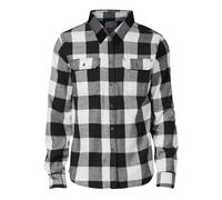 Vasego Mens Flannel Shirt Long Sleeve Regular Fit Cotton Lumberjack Shirt With Button Down Pockets White & Black, S