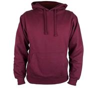 Vasego Mens Plain Long Sleeve Fleece Hoodie, Pull Over Soft Comfy Sweatshirt For Work & Lounge Burgandy, Extra Large