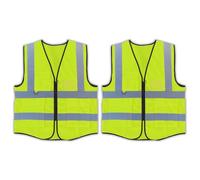 Vasego - Pack of 2 Hi-Visibility Executive Reflective Safety Vest for Men & Women with Multi pockets with zipper -Class 2 Utility High Viz vest for adults with reflective strips (2, Yellow, S)