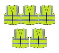 Vasego - Pack of 5 Hi-Visibility Executive Reflective Safety Vest for Men & Women with Multi pockets with zipper -Class 2 Utility High Viz vest for adults with reflective strips (5, Yellow, M)