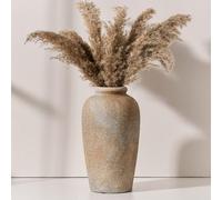 Vaseking Large Ceramic Rustic Vase, 11 inch Minimalist Decorative Vase, Farmhouse Tall Wood Colored for Home Decor, Brown