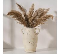 Vaseking Large Ceramic Rustic Vase with 2 Handles, 9.8 inch Farmhouse Distressed Flower Vase for Home Decor, Living Room, Shelf Decor, Pampas Grass, Enterway, Table Decoration, Gift, White