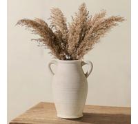 Vaseking Large Ceramic Rustic Vase with 2 Handles, 9.8 inch Farmhouse Flower Vase, Minimalist for Home Decor, Living Room, Shelf Decor, Pampas Grass, Enterway, Table Decoration, Gift, Off White