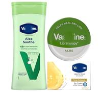 Vaselin 3 Piece Body Care Bundle Giftset - Includes Lip Therapy Balm Tin Aloe 20g, Intensive Care Body Lotion Aloe Fresh 200ml & Total Moisture Soap Bar 75g - Hydrating Skincare Gift for All Skin Type