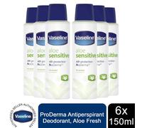 Vaseline 24H Protection ProDerma Anti-Perspirant, Aloe Fresh, 6 Pack