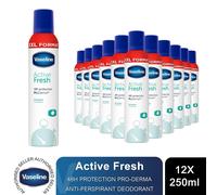 Vaseline Active Fresh Anti-Perspirant for Women 250ml 48Hr Sensitive Skin, 12Pk