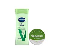 Vaseline Aloe Body Lotion 400Ml & Aloe Lip Therapy 20G Soothing Moisture Duo In White White