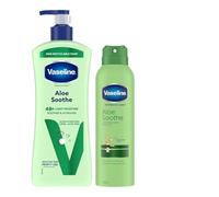 Vaseline Aloe Soothe Bundle - Body Lotion 600ml, Spray Moisturiser 190ml & Lip Therapy 20g - Deeply Moisturises, Soothes & Protects Dry, Sensitive Skin Daily