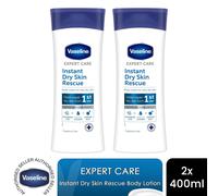 Vaseline Body Lotion Expert Care Instant Dry Skin Rescue Hydration 400ml, 2 Pack