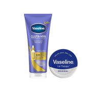 Vaseline Body Lotion Gluta-Hya Flawless Tone 200ml & Cocoa Lip Balm 20g Duo Set in White