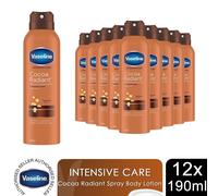 Vaseline Body Lotion Intensive Care Cocoa Radiant Spray Moisturiser 190ml,6 Pack