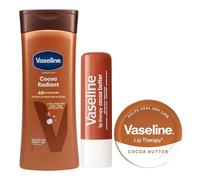 Vaseline Cocoa Butter Moisturising Bundle - 3 Piece Set (1 × 400ml Body Lotion, 1 × 4.8g Lip Care Stick, 1 × 20g Lip Balm) - Deep Hydration for Dry Skin & Lips