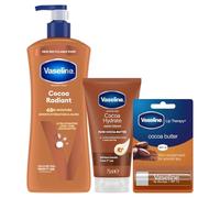 Vaseline Cocoa Radiant Bundle - Body Lotion 600ml, Hand Cream 75ml & Lip Therapy 4g -Deeply Moisturises, Nourishes & Protects Dry Skin for Soft, Smooth, Healthy Skin