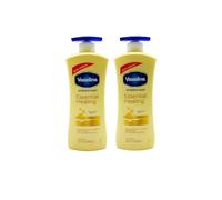 Vaseline Essential Healing Body Lotion 600ml Pump Pack of 2 | Non-Greasy Fast-Absorbing Moisturiser for Dry Skin | Deep Hydration with Micro-Droplets of Vaseline Jelly | 24H Nourishing Care