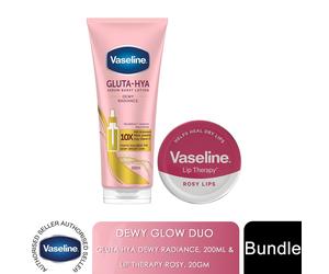 Vaseline Gluta-Hya Dewy Radiance Lotion 200ml & Rosy Lips Therapy 20g Duo Set