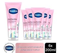 Vaseline Body Lotion Gluta-Hya Dewy Radiance Serum Burst Skin Care 200ml, 6 Pack in White