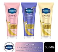 Vaseline Gluta Hya Lotion Bundle Dewy&Overnight Radiance w/ Flawless Glow3x200ml