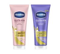 Vaseline Gluta-Hya Serum Burst Body Lotion Duo - Dewy Radiance & Overnight Repair 2x200ml with GlutaGlow & 10x Vitamin C Power for Dewy, Hydrated, Glowing Skin All Day & Night
