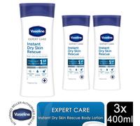 Vaseline Instant Dry Skin Rescue Hydrating Body Lotion 400ml Expert Care, 3 Pack