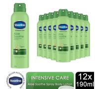 Vaseline Intensive Care Aloe Soothe Spray Moisturiser 190ml Body Lotion, 12 Pack