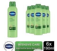Vaseline Intensive Care Aloe Soothe Spray Moisturiser 190ml Body Lotion, 6 Pack