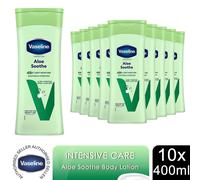 Vaseline Intensive Care Body Lotion Aloe Soothe 48H Light Moisture 400ml, 10 Pk