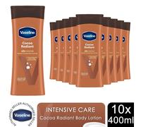 Vaseline Intensive Care Body Lotion Cocoa Radiant for Dry Skin 400ml, 10 Pack