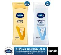 Vaseline Intensive Care Body Lotion Essential Healing & Advanced Repair 400ml, 6 Pack Each