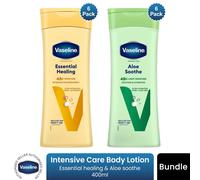 Vaseline Intensive Care Body Lotion Essential Healing & Aloe 400ml, 6 Pack in White