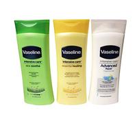 Vaseline Intensive Care Body Lotion Skin Care Bundle - 3 x 400ml - Aloe Soothe/Essential Healing/Advanced Repair