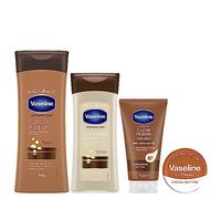 Vaseline Intensive Care Cocoa Radiant Body Lotion & Oil, Healthy Hands & Lip Therapy Regime Bundle 4 Piece
