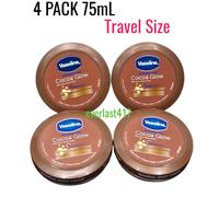 Vaseline Intensive Care Cocoa Glow Body Cream 75ml Travel Size, 4 Pack