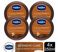 Vaseline Intensive Care Cocoa Radiant Body Butter 250ml Cocoa Shea Dry Skin, 4Pk