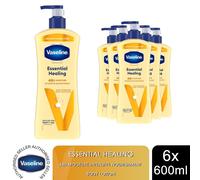 Vaseline Intensive Care Essential Healing Body Lotion, 6x600ml for Dry Skin Care