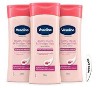 Vaseline Intensive Care Healthy Hands & Stronger Nails Hand Cream 200ml Pack of 3 with Cosmetic Spatula, Hydrolysed Keratin Hand & Nail Moisturiser for Dry Hands