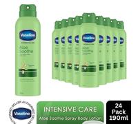Vaseline Intensive Care Spray Body Lotion 190ml Aloe or Cocoa Moisturiser, 24 Pk
